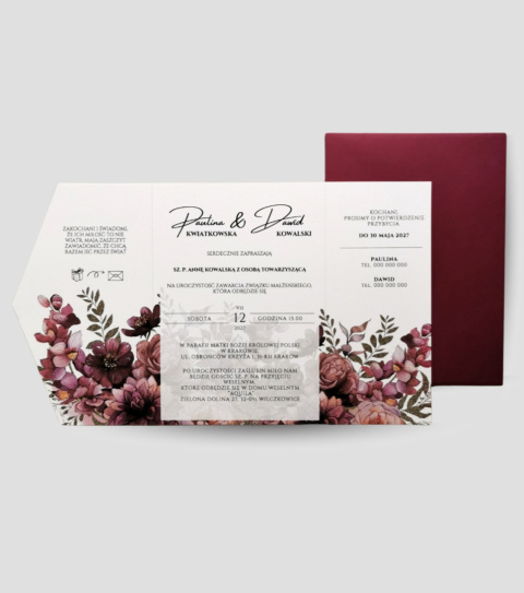 Zestaw Aquarel Burgundy - Flowers